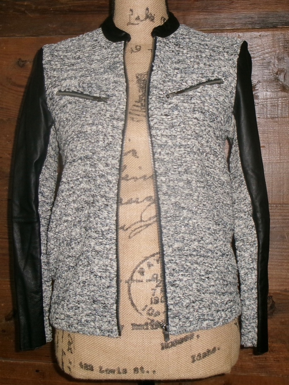 Maje textured & leather jacket size S